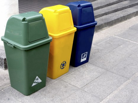 Eco-friendly waste recycling icons and sustainability graphics